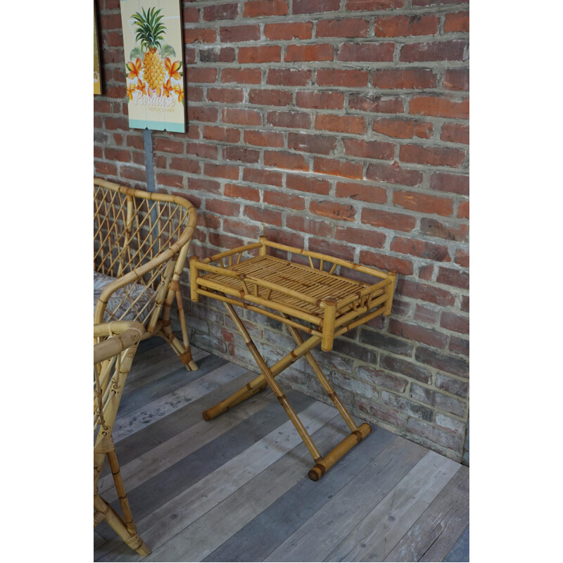 Folding rattan trolley vintage 1960