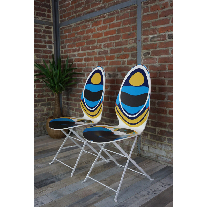 Pair of vintage chairs model Haute Couture design Christian Lacroix