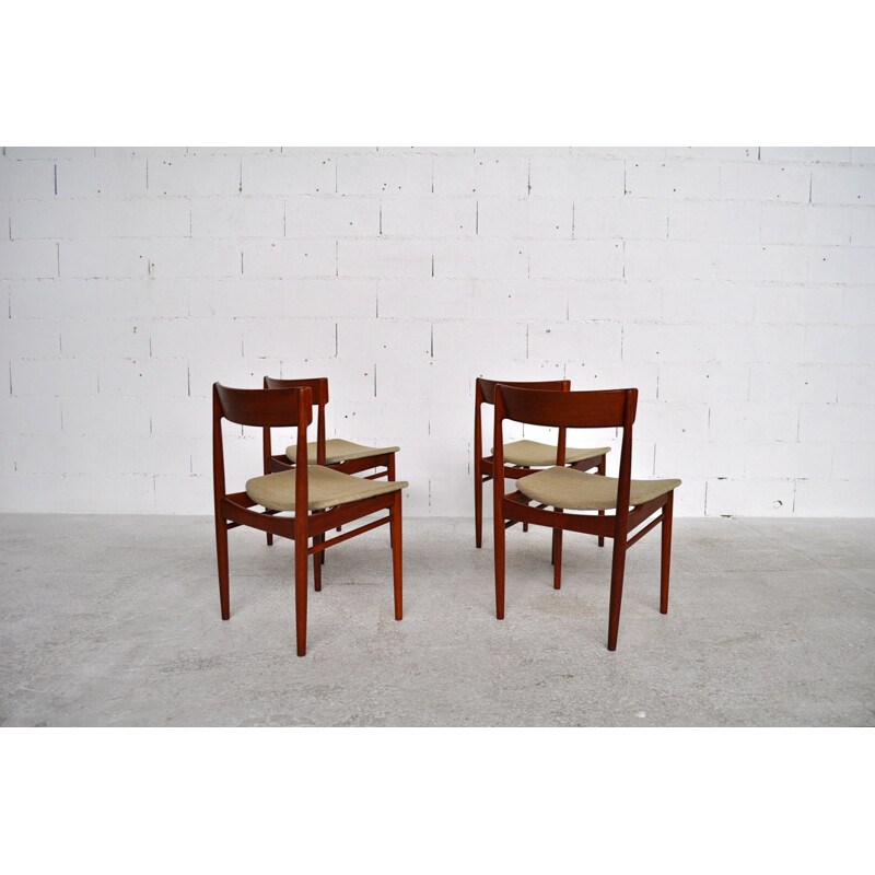 Suite de 4 chaises en teck Brande Mobelfabrik, Henry R. HANSEN - 1960