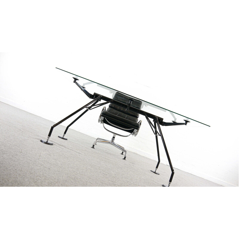 Vintage Nomos Black table by Norman Foster for Tecno, Italy, 1986