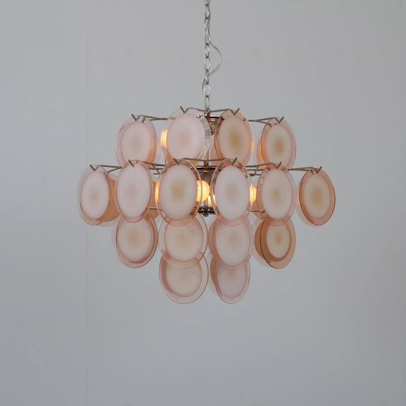 1970s Murano glass chandelier, manufactured by Vistosi in Italy