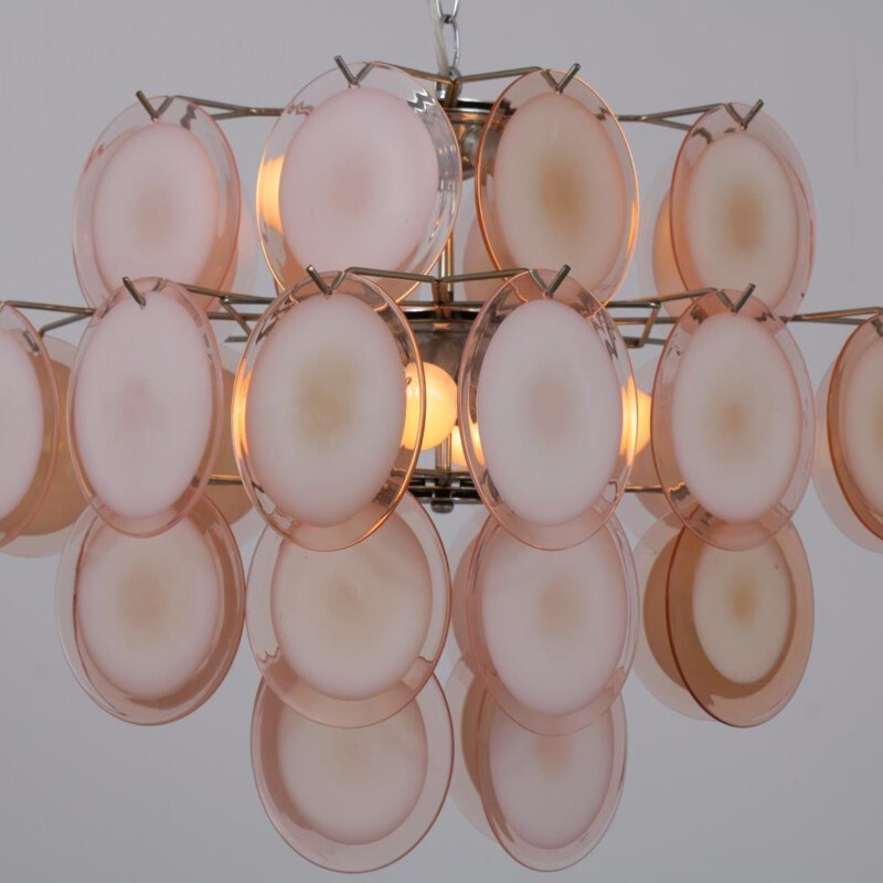 1970s Murano glass chandelier, manufactured by Vistosi in Italy
