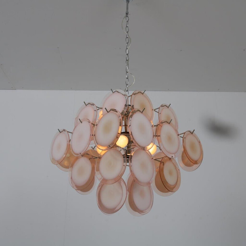 1970s Murano glass chandelier, manufactured by Vistosi in Italy