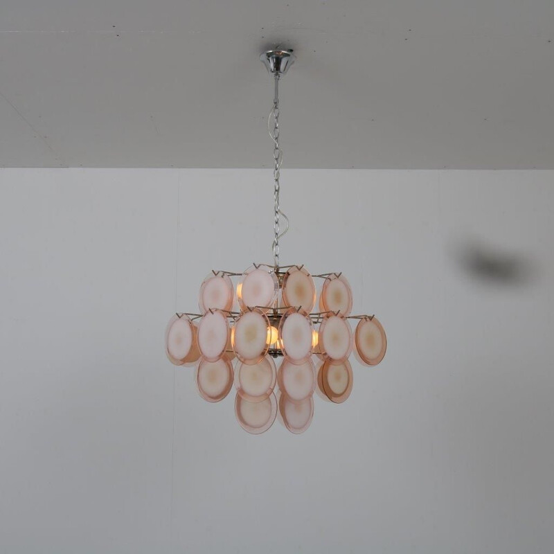 1970s Murano glass chandelier, manufactured by Vistosi in Italy