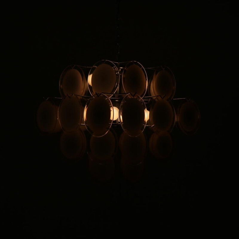 1970s Murano glass chandelier, manufactured by Vistosi in Italy