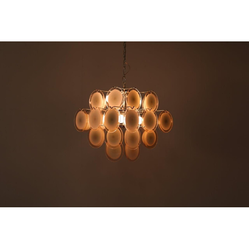 1970s Murano glass chandelier, manufactured by Vistosi in Italy