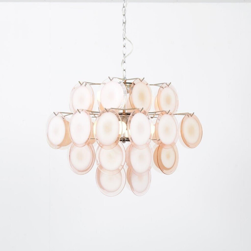 1970s Murano glass chandelier, manufactured by Vistosi in Italy