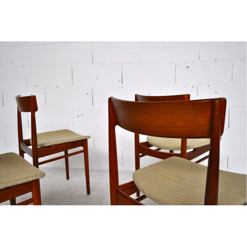 Suite de 4 chaises en teck Brande Mobelfabrik, Henry R. HANSEN - 1960