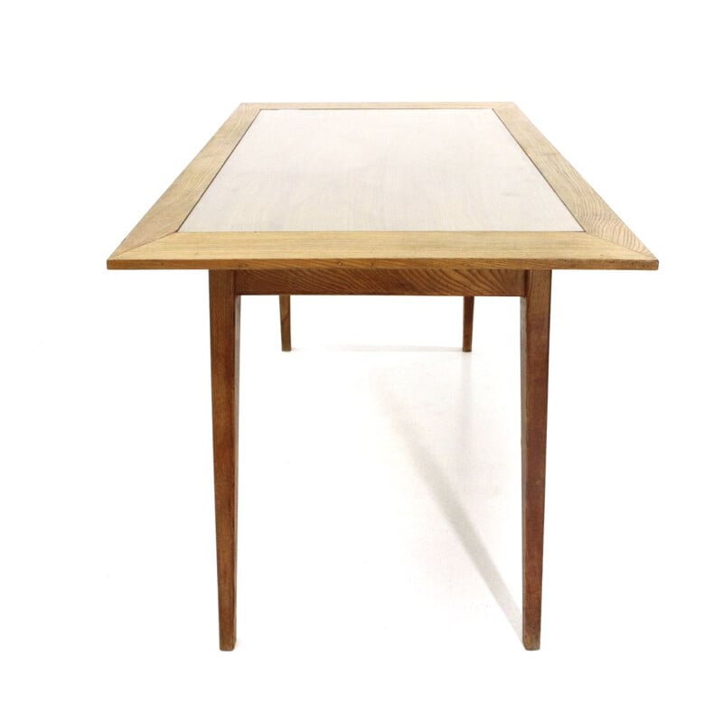 Vintage wood and glass dining table, Italy, 1950s