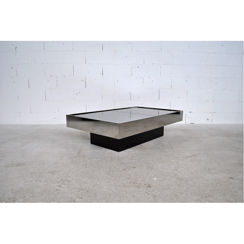 Cidue Italy coffee table in chromed steel  - 1970s