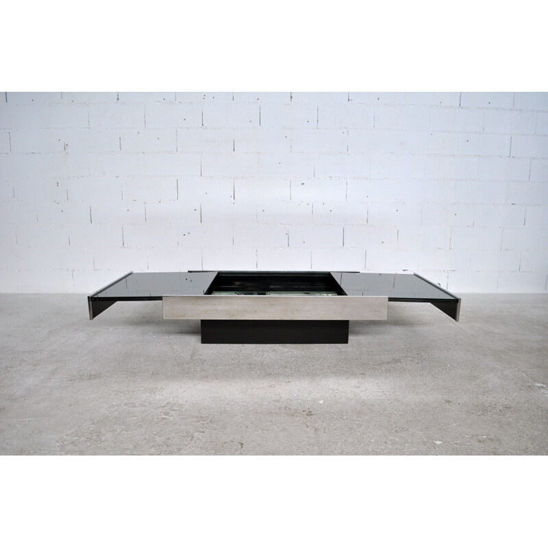 Cidue Italy coffee table in chromed steel  - 1970s