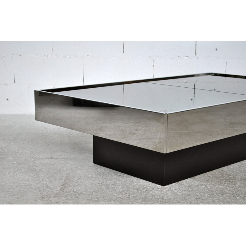 Cidue Italy coffee table in chromed steel  - 1970s