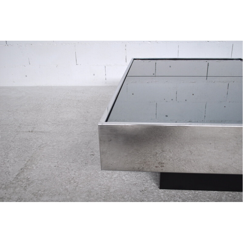 Cidue Italy coffee table in chromed steel  - 1970s