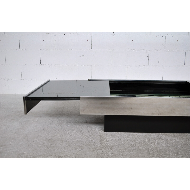 Cidue Italy coffee table in chromed steel  - 1970s