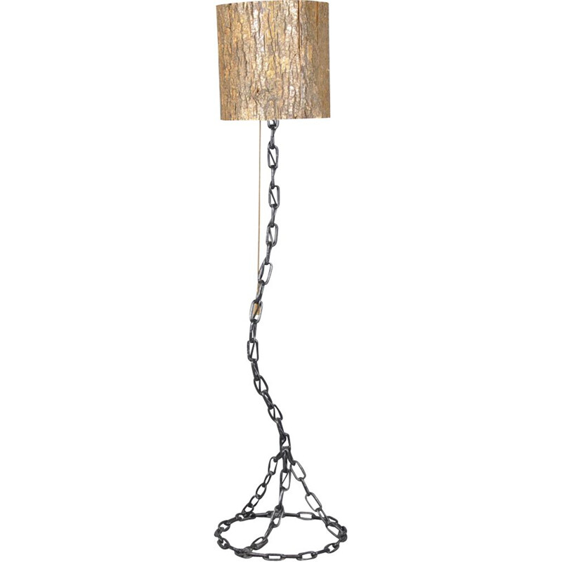 Vintage Brutalist Iron Floor Lamp, 1989