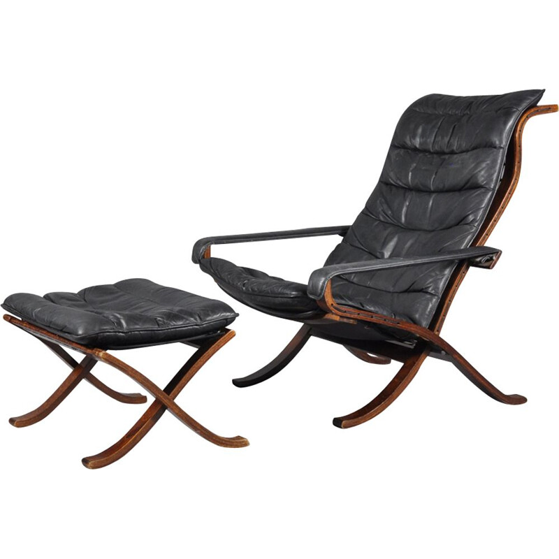 Flex Lounge Chair and Ottoman by Ingmar Relling for Westnofa, 1960s