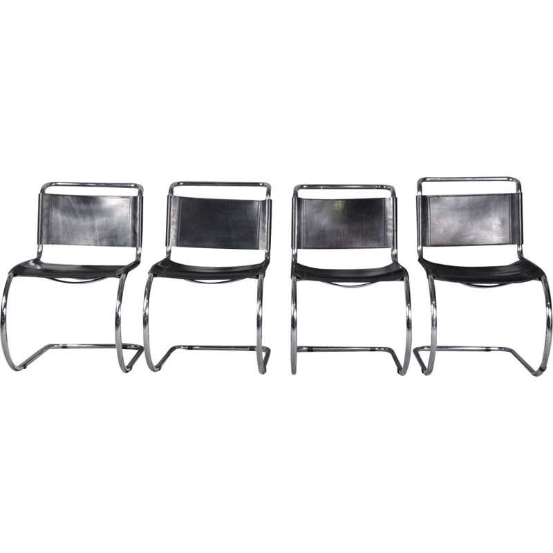 Ensemble de 4 chaises vintage MR10 de Ludwig Mies van der Rohe, 1970