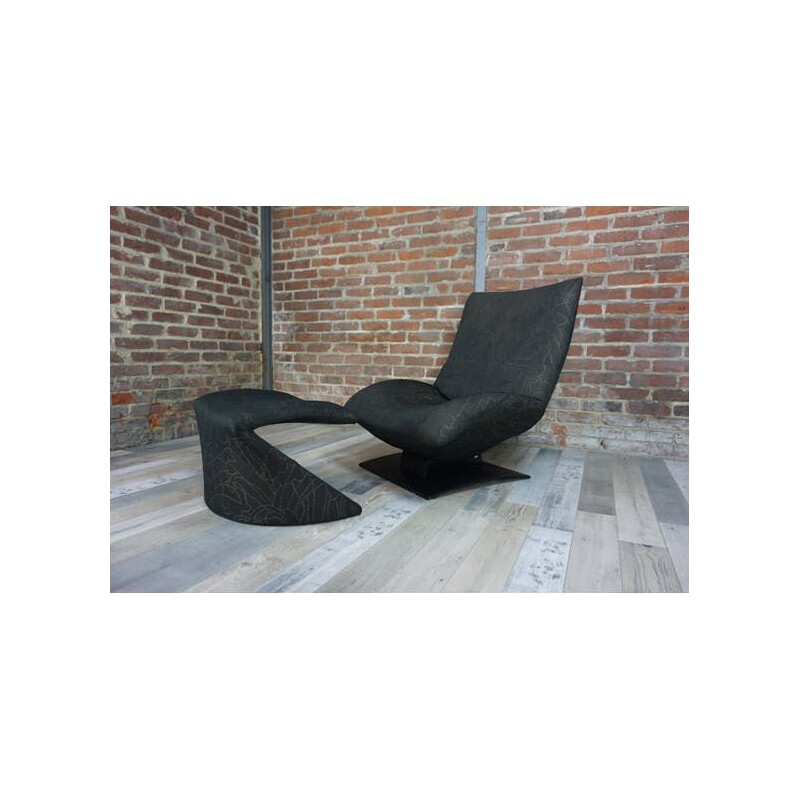 Vintage "Wave" armchair and ottoman F7665 by Peter Van Der Ham for Artifort