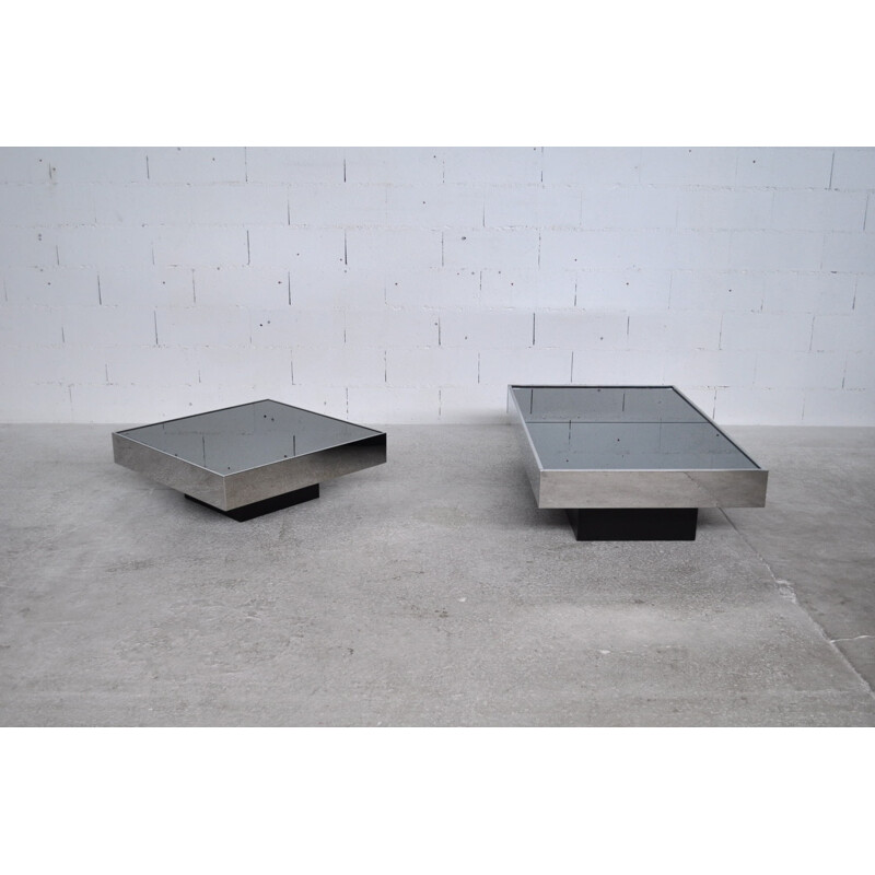 Cidue Italy coffee table in chromed steel  - 1970s