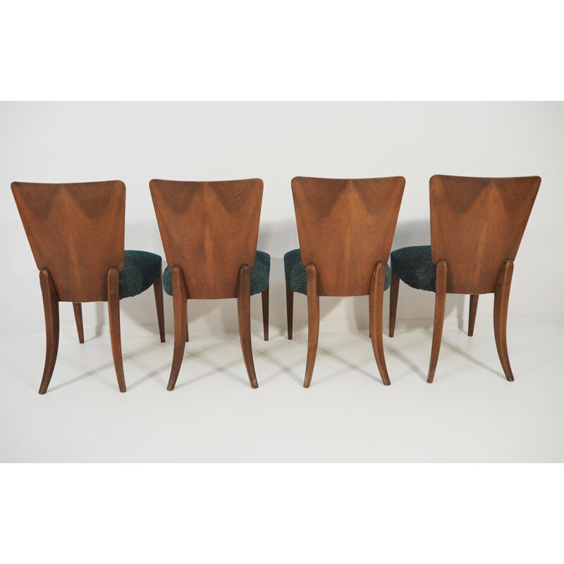 Vintage Art Deco Dining Chairs by Jindřich Halabala for UP Závody, 1940s, Set of 4