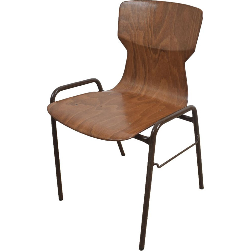 Chaise d'ecole vintage industrielle marron par Eromes