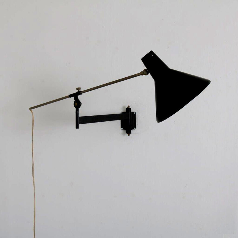 Vintage Dutch adjustable wall lamp  designed by Floris H. Fiedeldij, manufactured by Artimeta in the Netherlands 1950