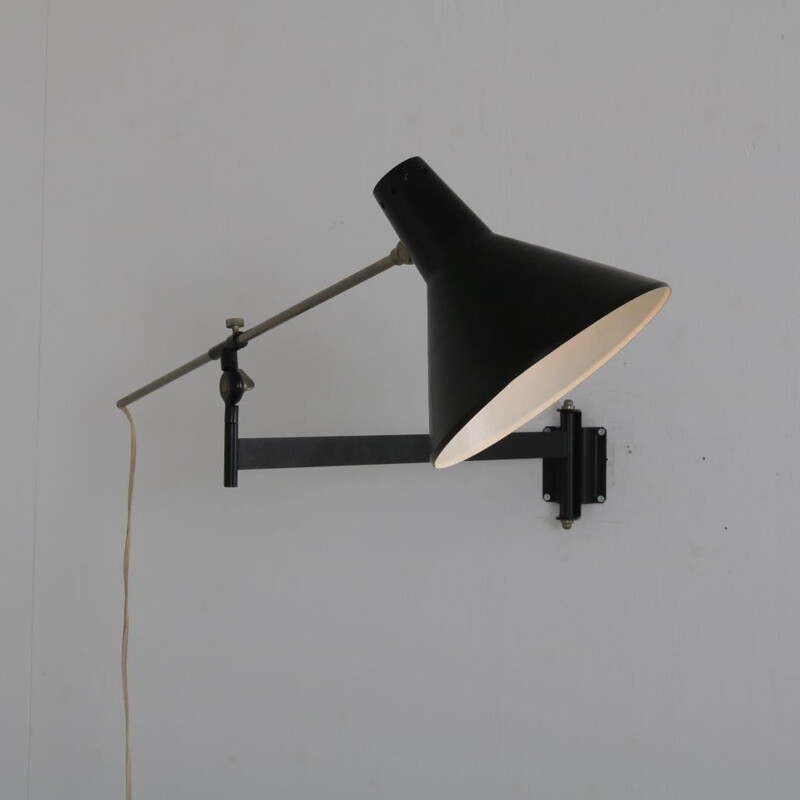 1950s Dutch adjustable wall lamp  designed by Floris H. Fiedeldij, manufactured by Artimeta in the Netherlands