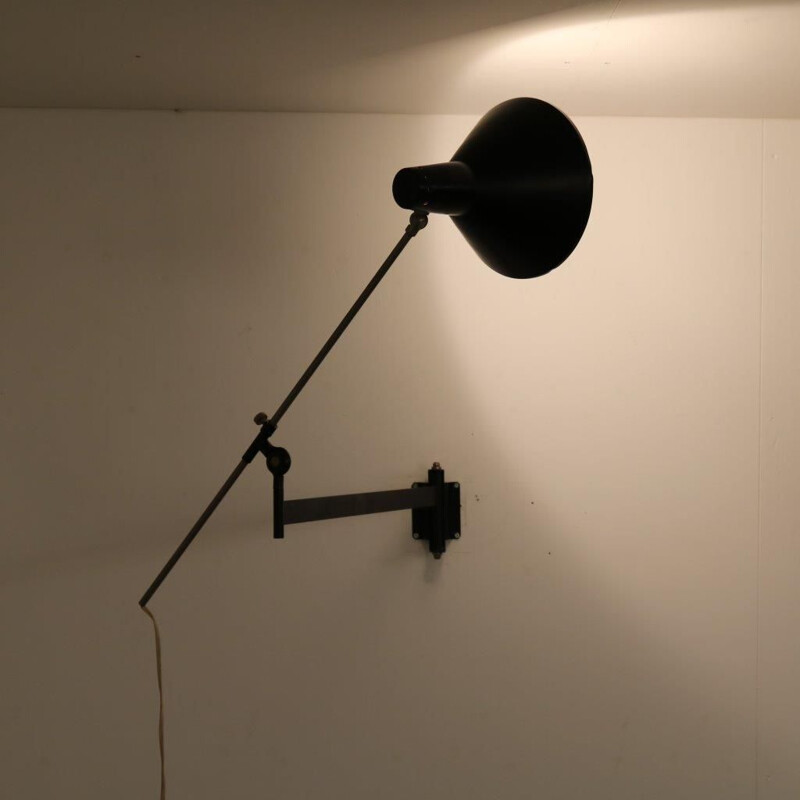 Vintage Dutch adjustable wall lamp  designed by Floris H. Fiedeldij, manufactured by Artimeta in the Netherlands 1950