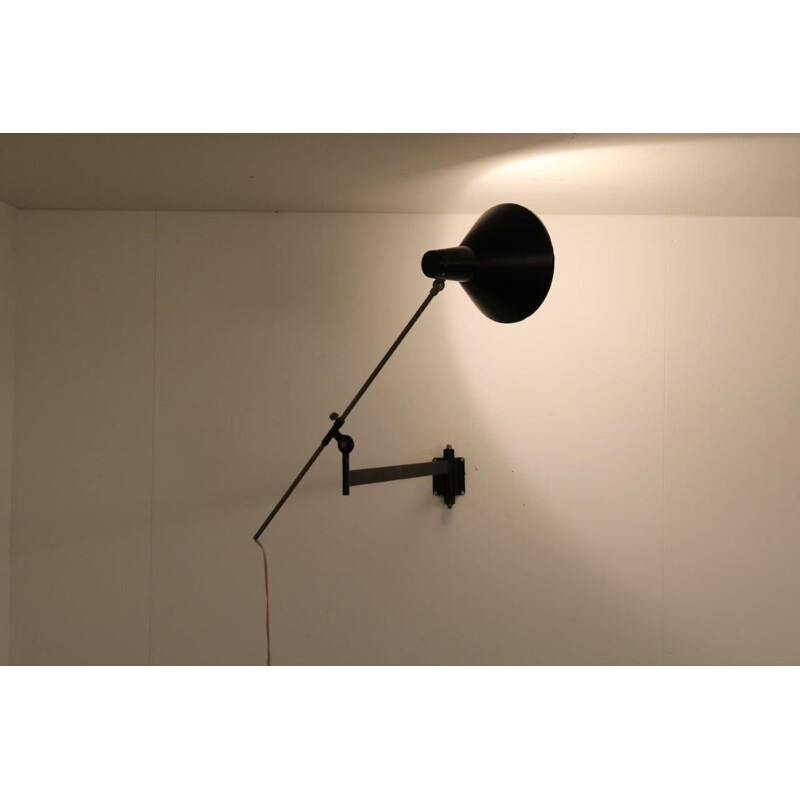 1950s Dutch adjustable wall lamp  designed by Floris H. Fiedeldij, manufactured by Artimeta in the Netherlands