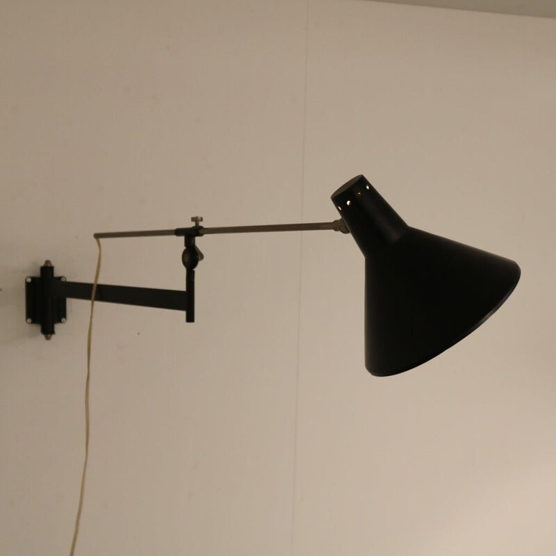 Vintage Dutch adjustable wall lamp  designed by Floris H. Fiedeldij, manufactured by Artimeta in the Netherlands 1950