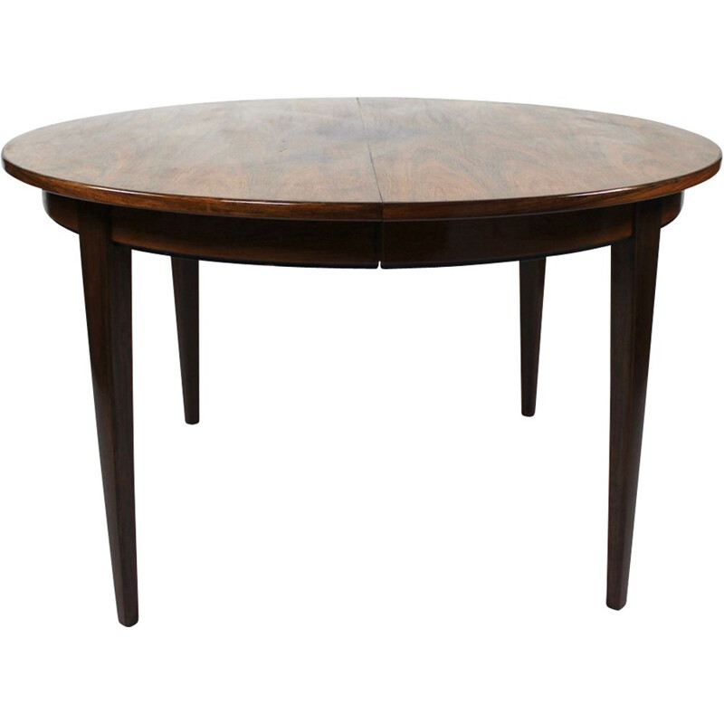 Table vintage en palissandre avec trois rallonges conçue par Omann Junior, 1960