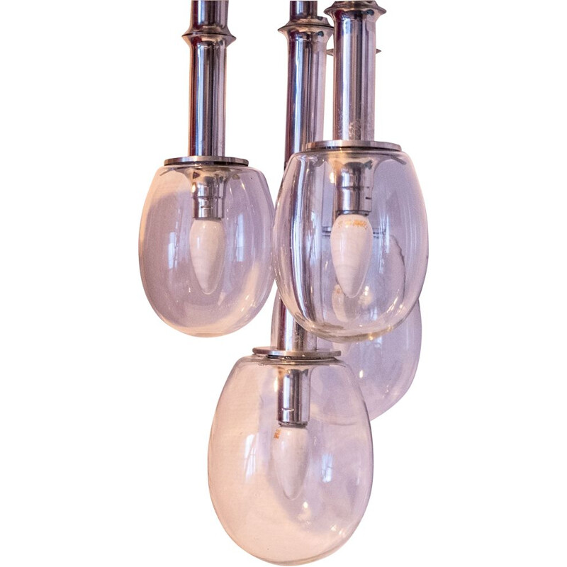 Vintage suspension with 4 globes by Doria Leuchten, 1970