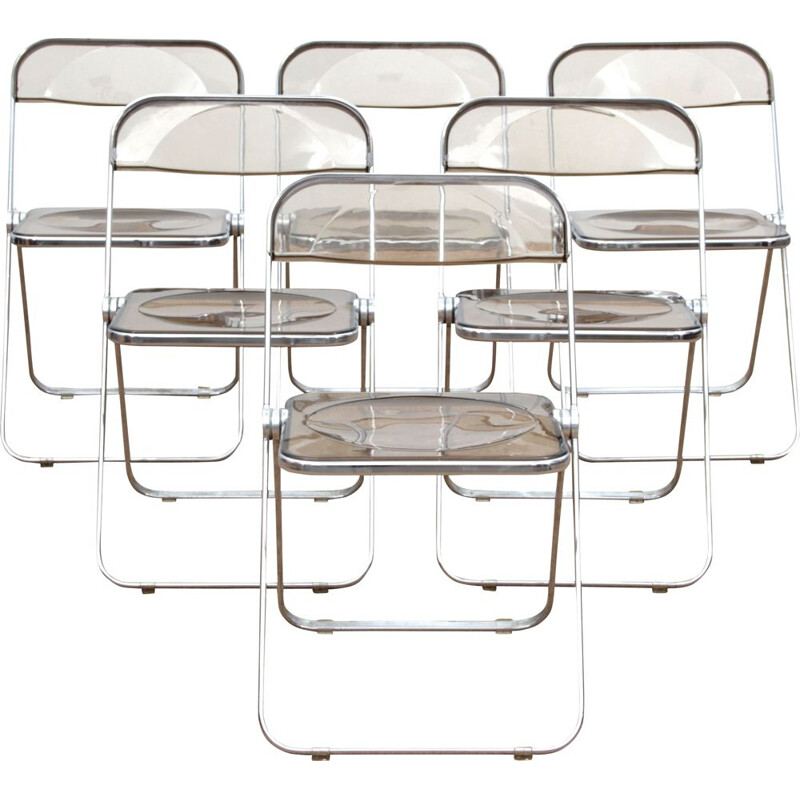 Suite de 6 chaises vintage pliantes modèle Plia de Giancarlo Piretti