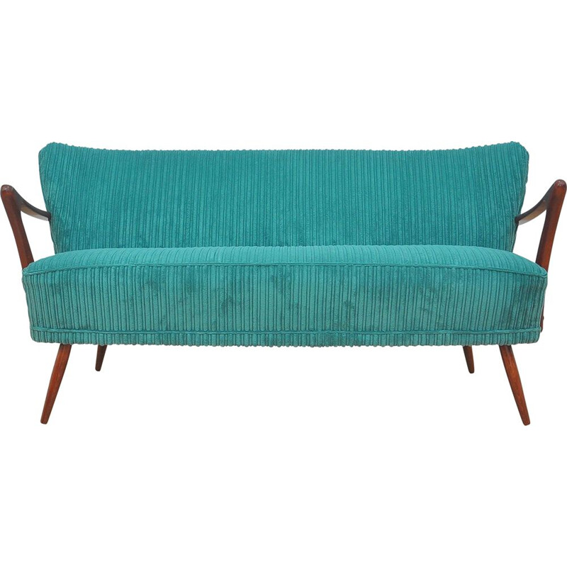 Vintage cocktail sofa in sea green color, 1960s