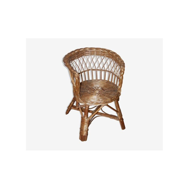 Vintage child armchair in wicker, 1960