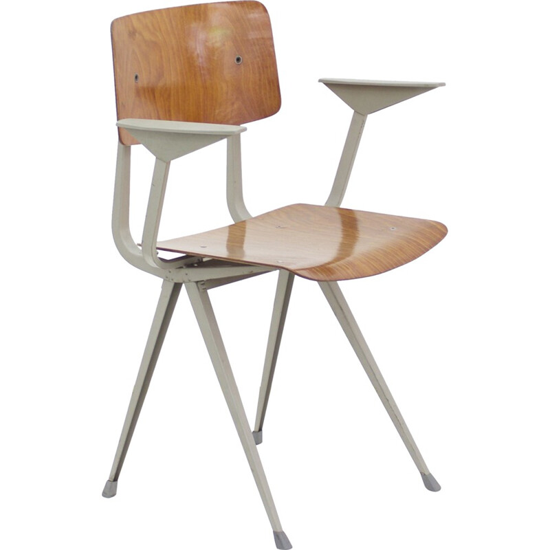 Ahrend de Cirkel vintage Scandinavian "Result" chair in plywood and steel, Friso KRAMER - 1950s