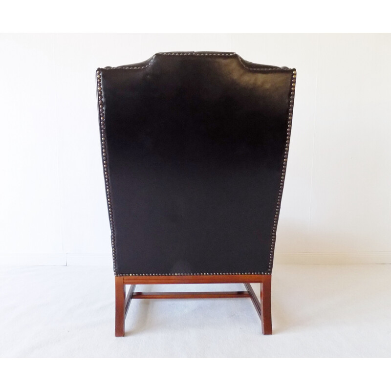 Fauteuil Chesterfield en cuir noir vintage, 1960