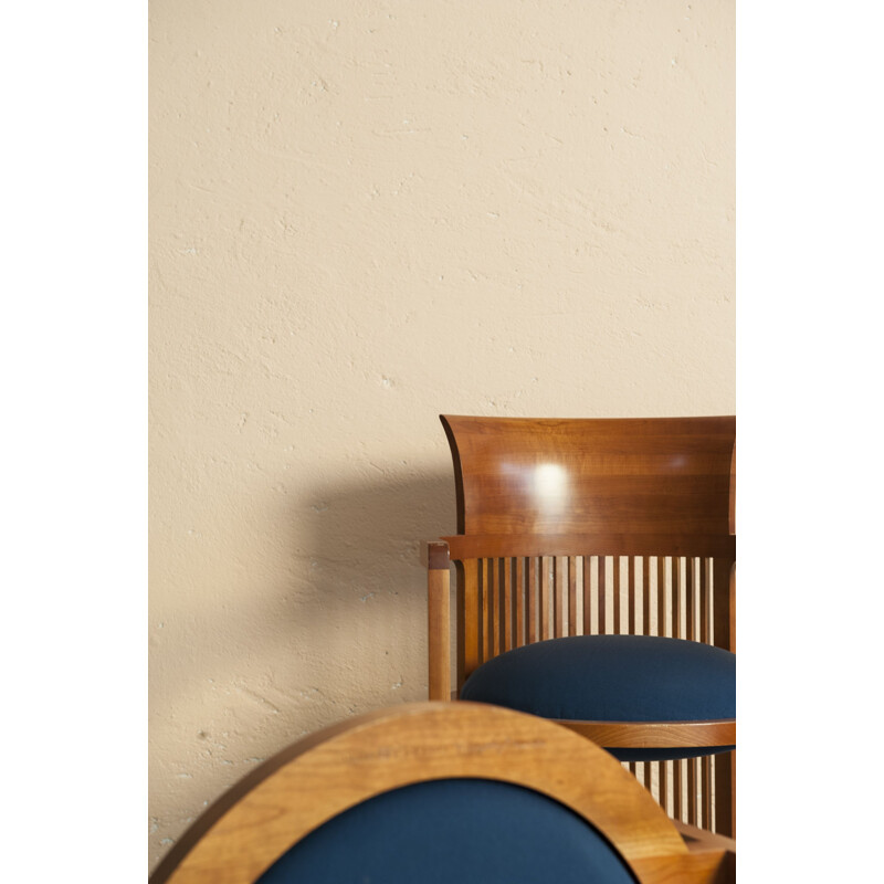 Ensemble de 6 chaises vintage 606 Barrel par Frank Lloyd Wright pour Cassina, 1980