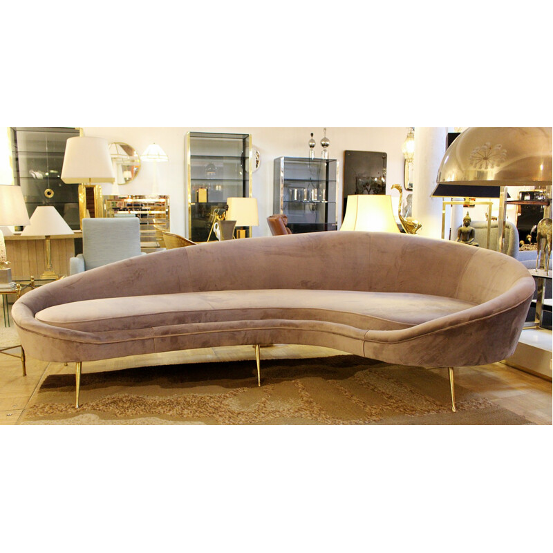 Vintage Italian sofa in light brown velvet, Federico MUNARI - 1950s