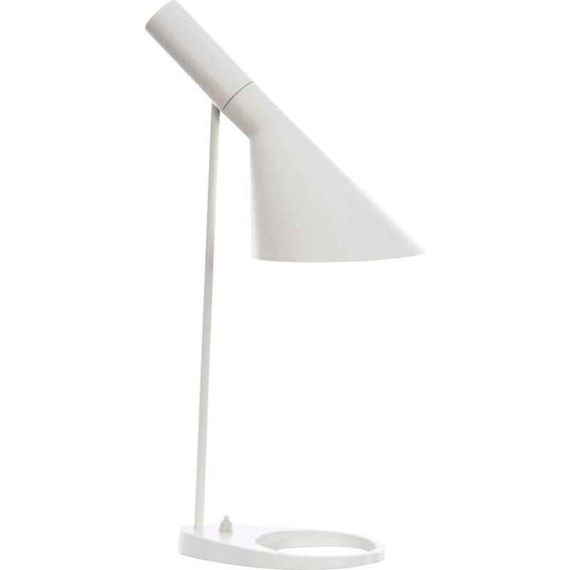 Scandinavian vintage table lamp model Aj white by Arne Jacobsen, 1960