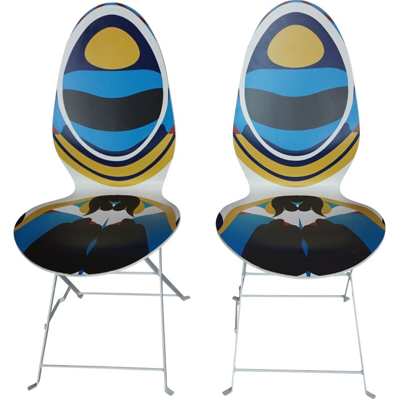 Pair of vintage chairs model Haute Couture design Christian Lacroix