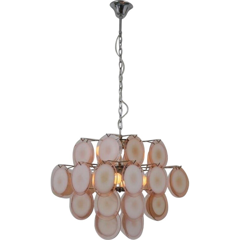 1970s Murano glass chandelier, manufactured by Vistosi in Italy