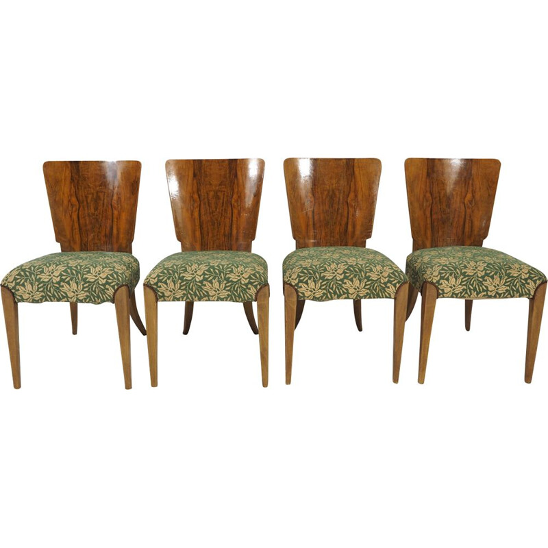 Vintage Art Deco Dining Chairs by Jindřich Halabala for UP Závody, 1940s, Set of 4