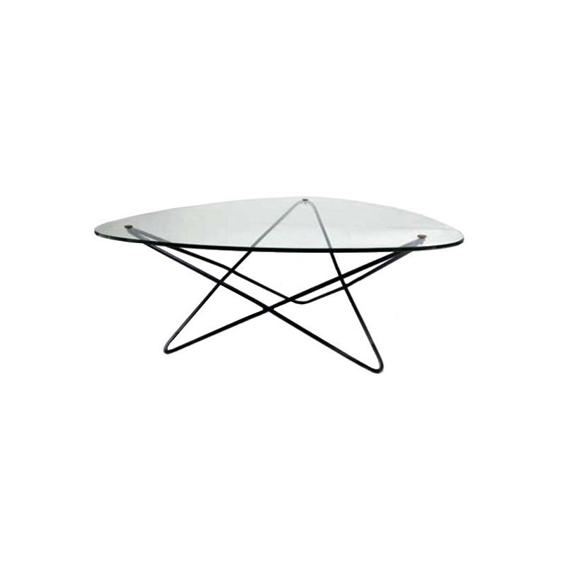 Airbone "Jasmin" coffee table in metal and glass, Florent LASBLEIZ - 1950s