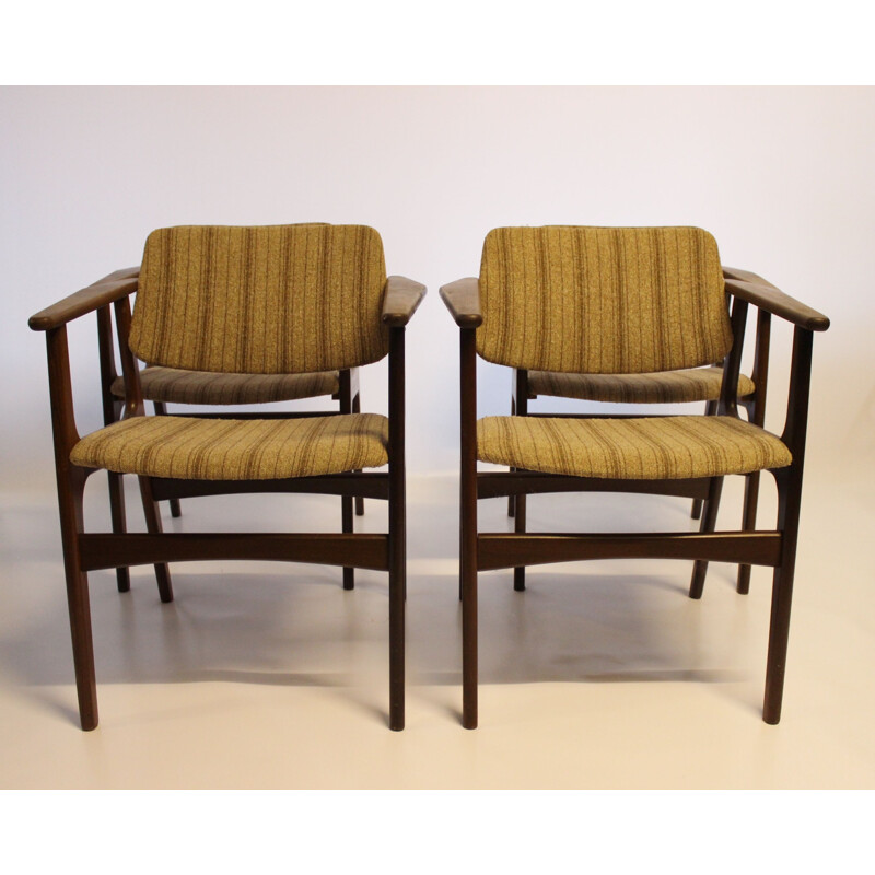 Ensemble de 4 fauteuils vintage en teck par Erik Buch, 1960