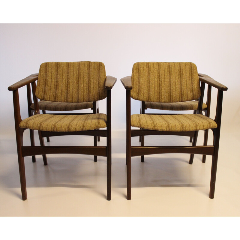 Set of 4 vintage teak armchairs by Erik Buch, 1960