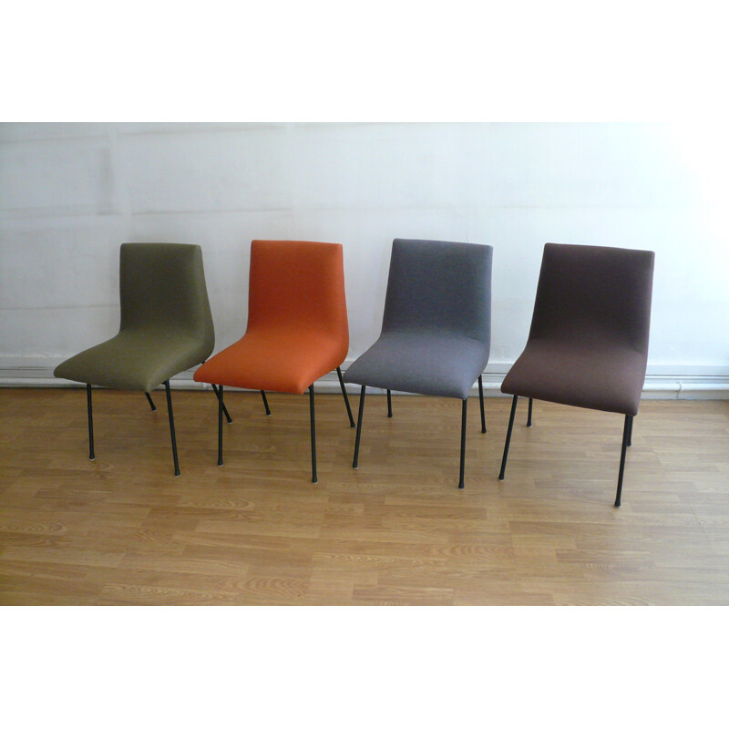 Set of 4 Meuble TV chairs, Pierre PAULIN - 1950s