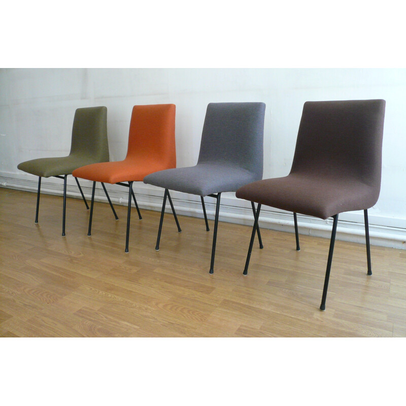 Set of 4 Meuble TV chairs, Pierre PAULIN - 1950s