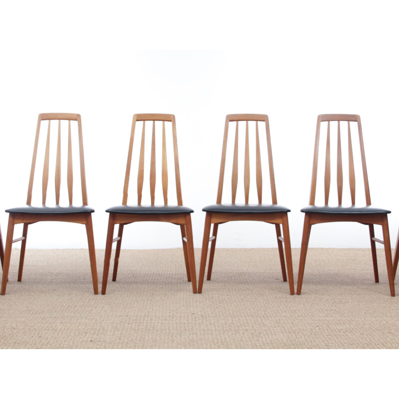 Set of 4 vintage Scandinavian teak chairs model Eva by Niels Koefoed