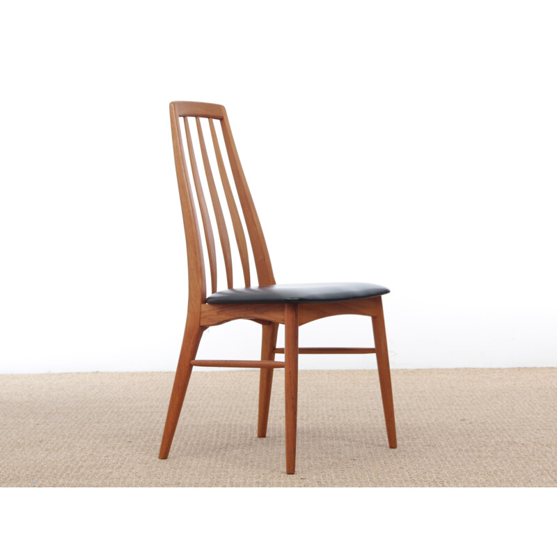 Conjunto de 4 sillas vintage escandinavas de teca modelo Eva de Niels Koefoed